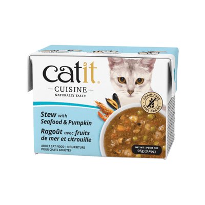 Wet Cat Food - CUISINE - Stew with Seafood & Pumpkin - Adult - 95 g - J & J Pet Club - Catit