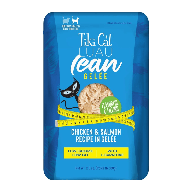 Wet Cat Food - LUAU lean - Chicken & Salmon Recipe in Gelée - 2.8 oz pouch - J & J Pet Club - Tiki Cat