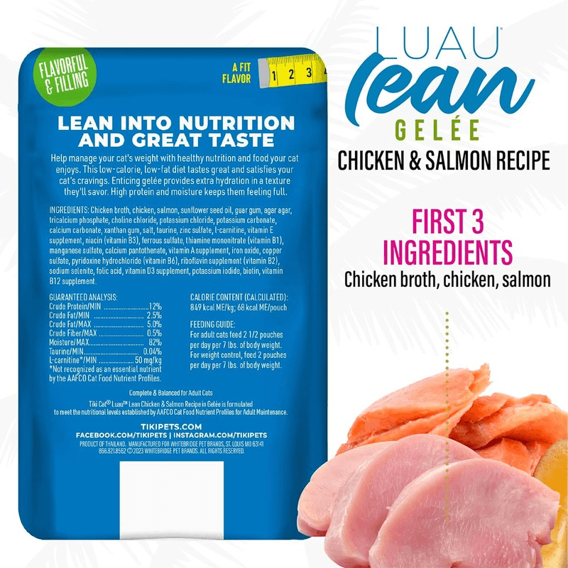 Wet Cat Food - LUAU lean - Chicken & Salmon Recipe in Gelée - 2.8 oz pouch - J & J Pet Club - Tiki Cat