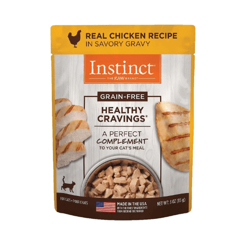 Wet Cat Food Topper - HEALTHY CRAVINGS - Real Chicken Recipe - 3 oz pouch - J & J Pet Club - Instinct