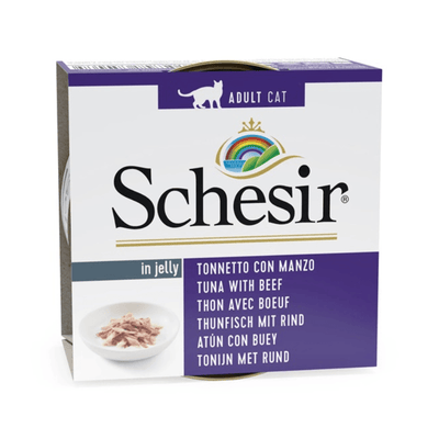 Wet Cat Food Topper - IN JELLY - Tuna & Beef - 85 g - J & J Pet Club - Schesir