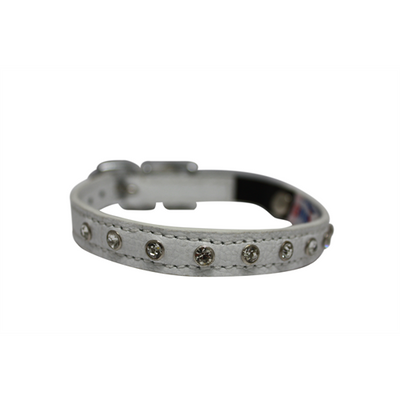 Athens Cat Collar with Rhinestones - Ivory White - J & J Pet Club - Angel Pet Supplies