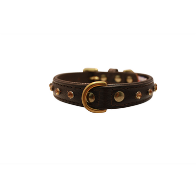 Athens Dog Collar with Rhinestones - Chocolate Brown - J & J Pet Club - Angel Pet Supplies