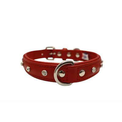 Athens Dog Collar with Rhinestones - Valentine Red - J & J Pet Club - Angel Pet Supplies