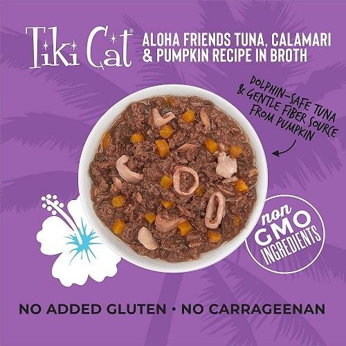 Canned Cat Food - ALOHA FRIENDS - Tuna, Calamari & Pumpkin - J & J Pet Club - Tiki Cat