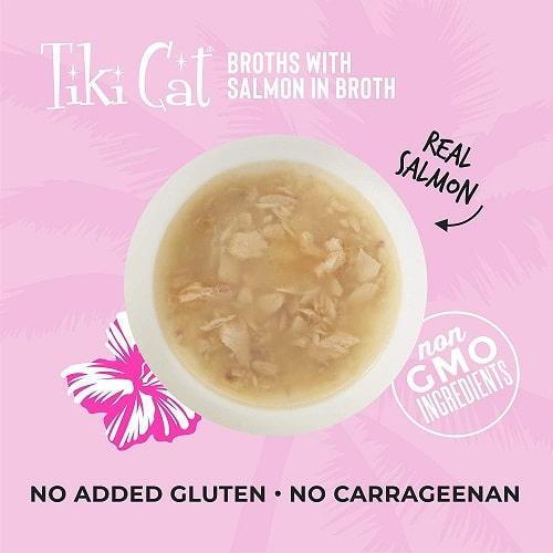 Cat Food Topper - BROTHS - Salmon in Broth - 1.3 oz pouch - J & J Pet Club - Tiki Cat