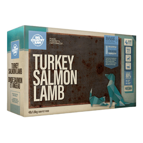 Frozen Dinner - SIGNATURE BLEND - Turkey Salmon Lamb Carton - 4 x 1 lb - J & J Pet Club - Big Country Raw