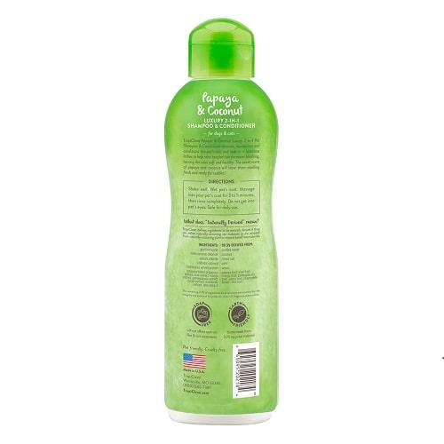 Pet Shampoo, Papaya & Coconut Luxury 2-in-1 Conditioning Shampoo - 20 oz / 592 ml - J & J Pet Club - TropiClean