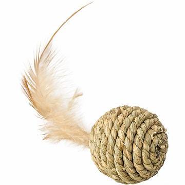 Seagrass Ball with Feather Cat Toy - J & J Pet Club - Spot
