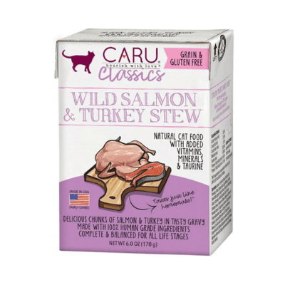 Wet Cat Food - Classic Stew - Natural Wild Salmon & Turkey - 6 oz - J & J Pet Club - Caru