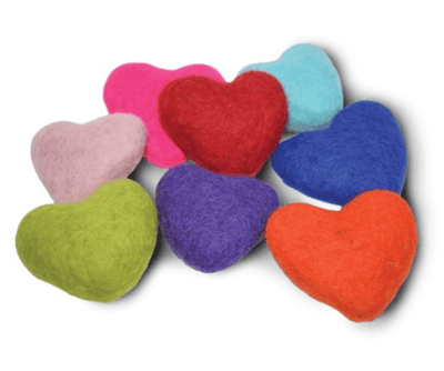Wool Felt Cat Toys - Hearts - 1.5" - 1 pc - J & J Pet Club - Dharma Dog Karma Cat