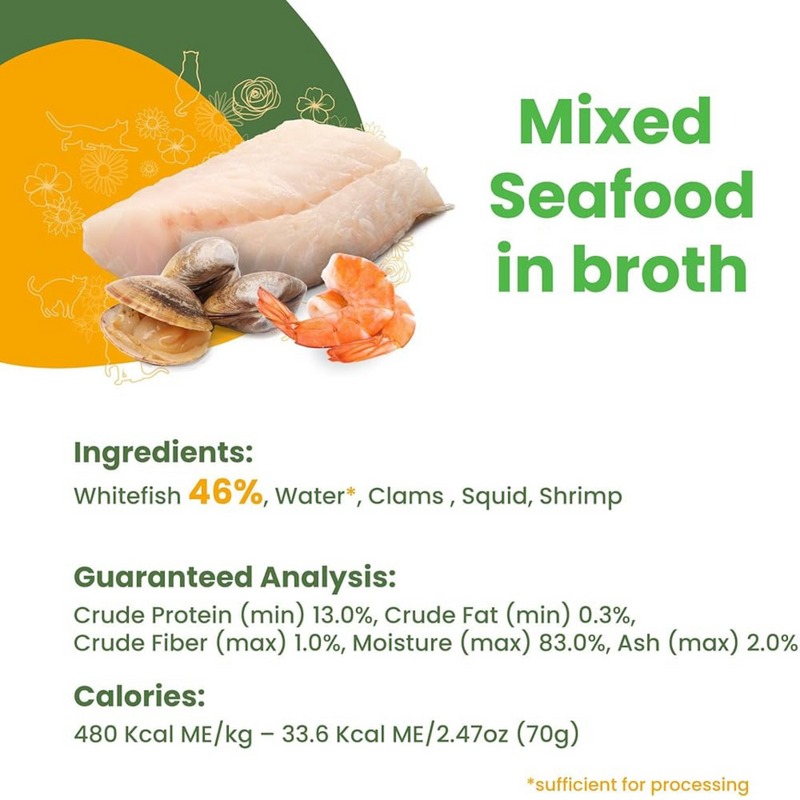 Canned Cat Treat - Natural HQS - Mixed Seafood in Broth - Adult