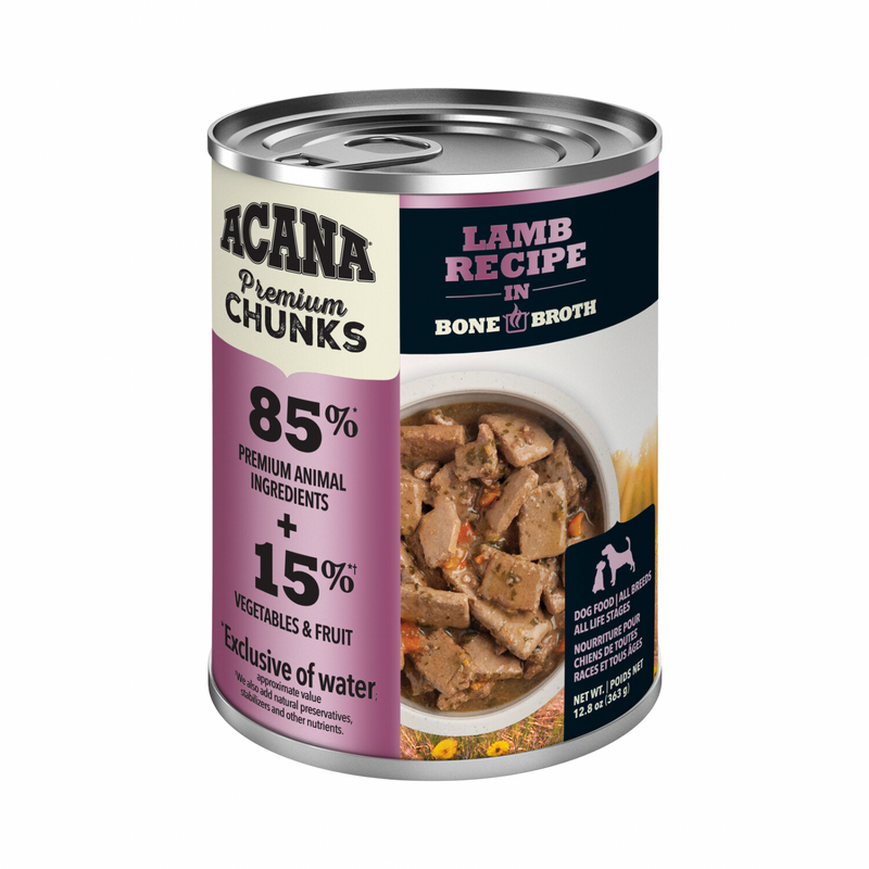 Canned Dog Food - Chunks - Lamb Recipe in Bone Broth - 363 g