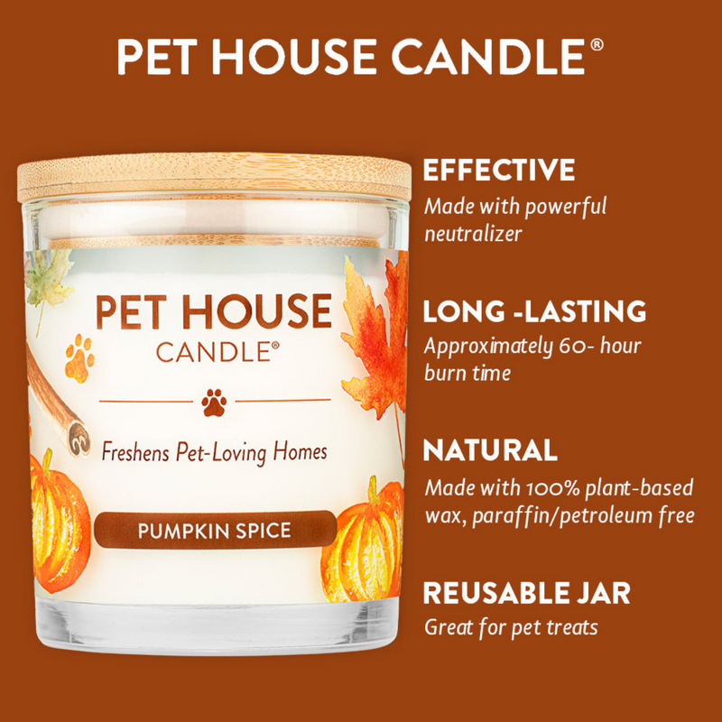 Pet House - Bougie de cire de soja 100% naturelle - Pumpkin Spice - Grand 8,5 oz