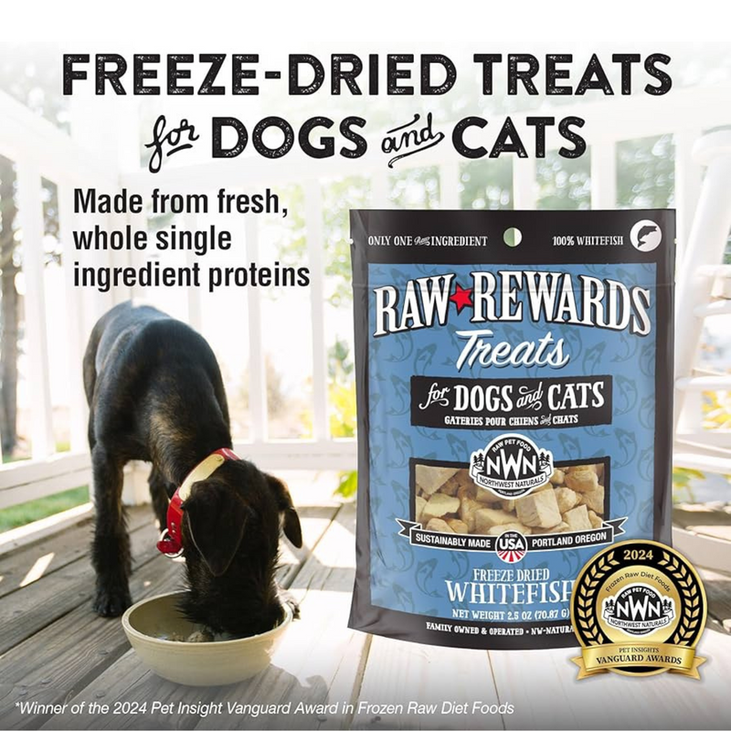 Freeze Dried Treat for Dogs & Cats - RAW REWARDS - Whitefish