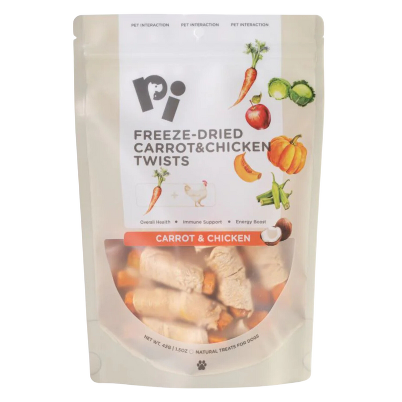 Freeze Dried Dog Treat - Carrot & Chicken Twists - 42 g