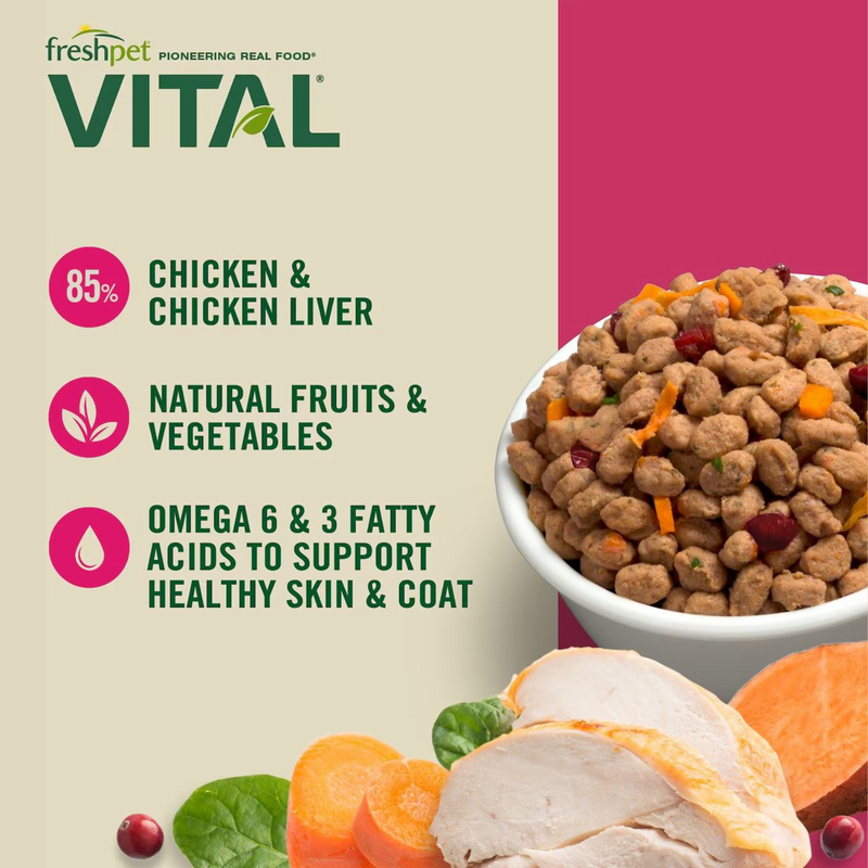 Cooked Dog Food - VITAL - Grain Free Small Breed Chicken Recipe with Carrots, Sweet Potatoes & Cranberries - 1 lb