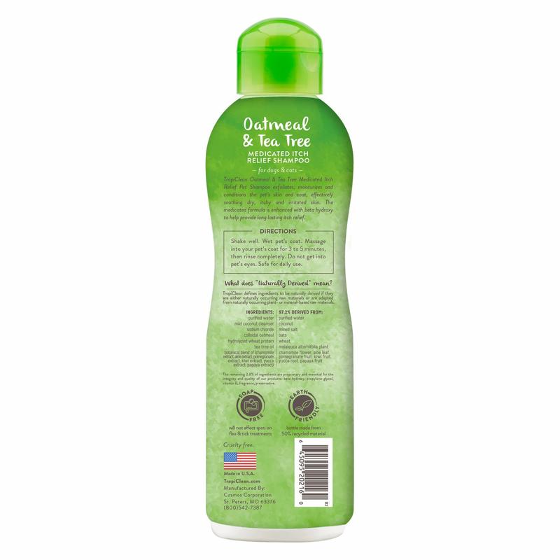 Dog & Cat Shampoo - Oatmeal & Tea Tree Medicated Itch Relief - 20 fl oz