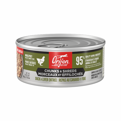 Canned Cat Food - CHUNKS & SHREDS - Duck & Liver Entrée