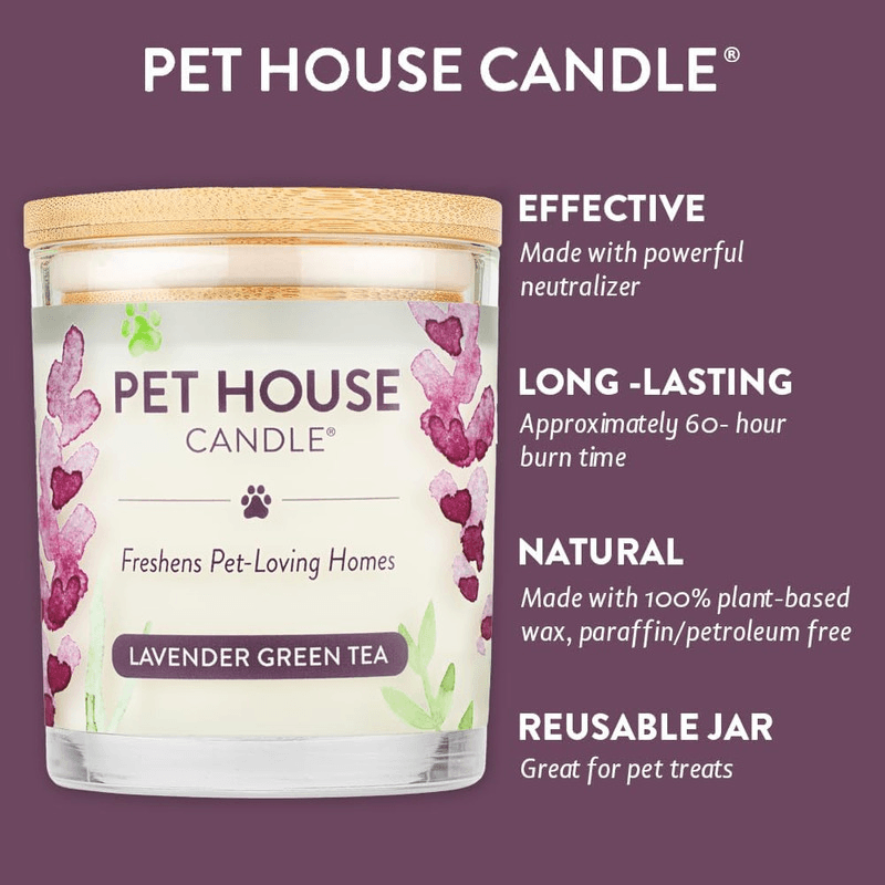 100% Plant-Based Wax Candle, Lavender Green Tea - 8.5 oz - J & J Pet Club - Pet House