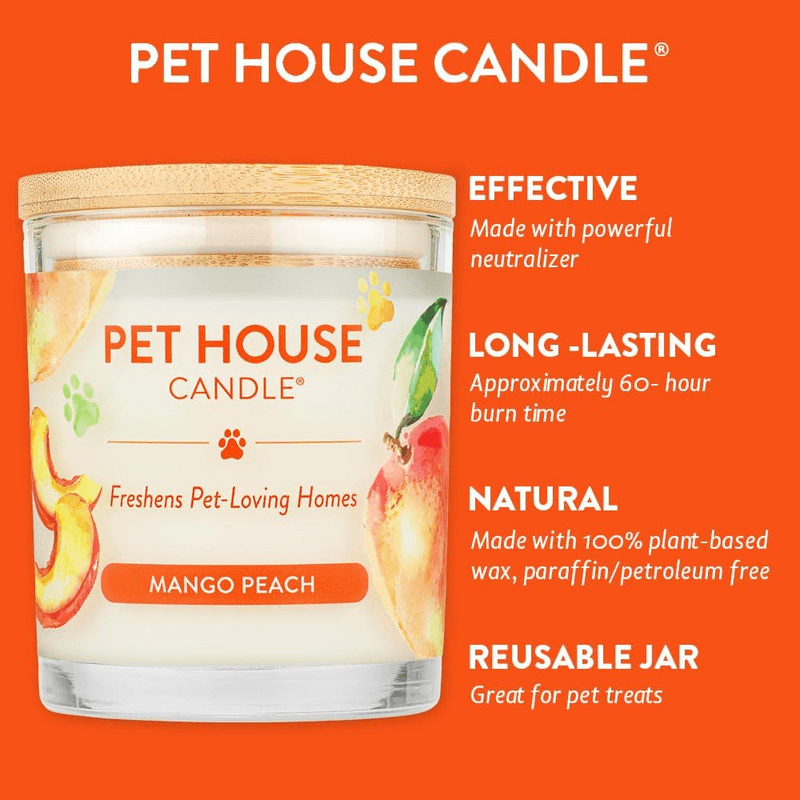 100% Plant-Based Wax Candle, Mango Peach - 8.5 oz - J & J Pet Club - Pet House