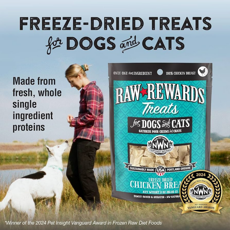 Freeze Dried Treat for Dogs & Cats - RAW REWARDS - Chicken Breast