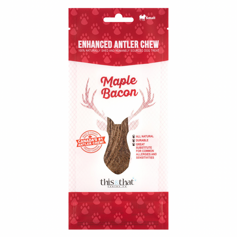 Natural Dog Chews - Enhanced Antler Chew - Maple Bacon