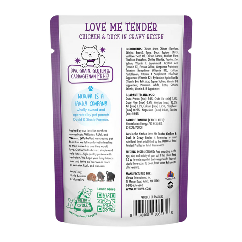 Chat Pouch - Chats dans la cuisine - Amour Me Tender - Poulet et canard à la sauce - 3 oz