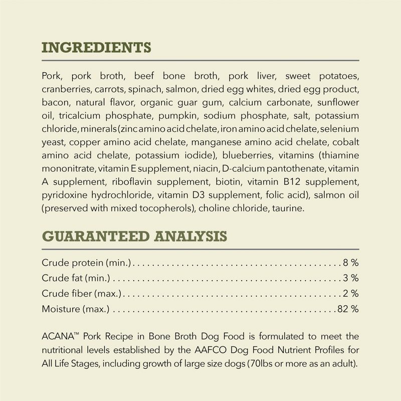 Canned Dog Food - Chunks - Pork Recipe in Bone Broth - 363 g