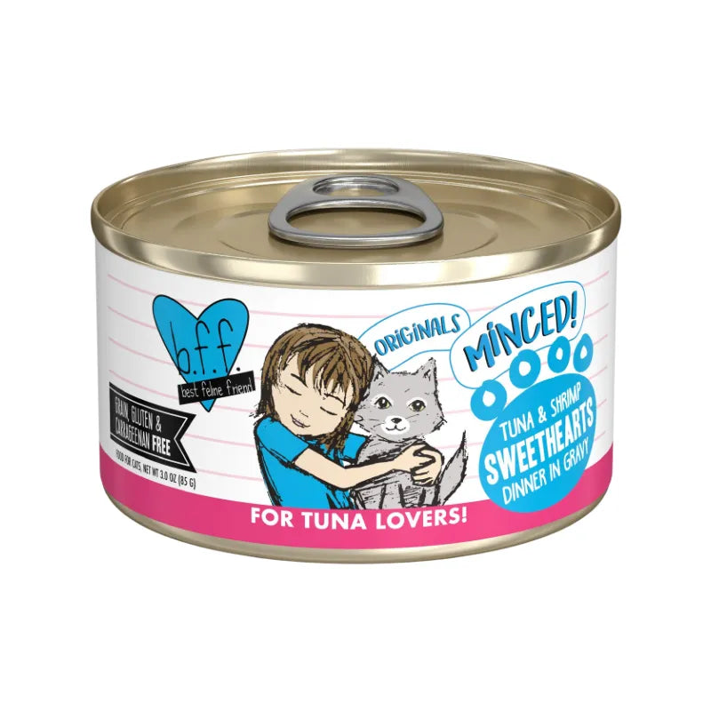 Canned Cat Food - BFF ORIGINALS Minced - Sweethearts - Tuna & Shrimp Dinner in Gravy