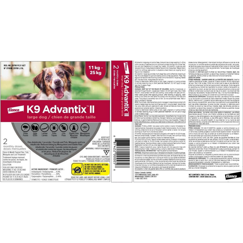 K9 Advantix II, pour chiens 11-25 kg, 4 dose