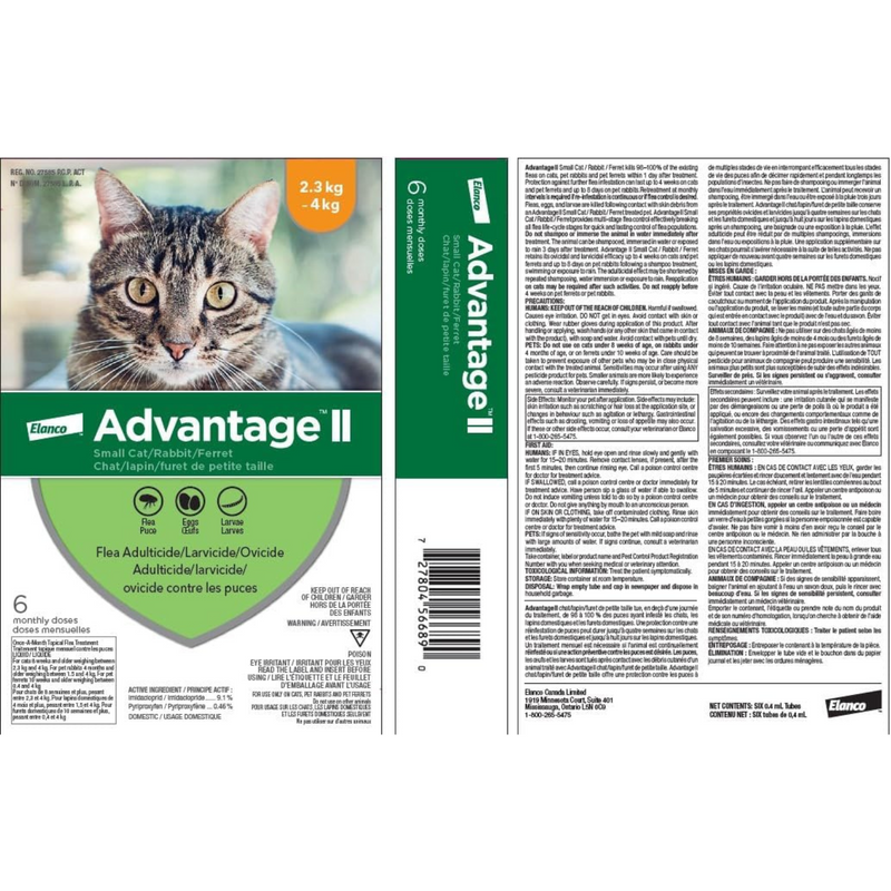 Advantage II - Petit chat adulte, 2,3-4 kg / 5-9 lb