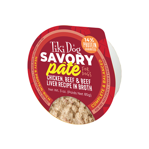 Wet Dog Food - SAVORY Pate - Chicken Beef & Beef Liver in Broth - 3 oz
