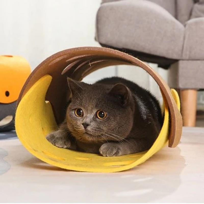 Cheese Cat Tunnel - Kittens Hideaway Platform with Holes