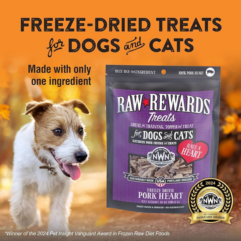 Freeze Dried Treat for Dogs & Cats - RAW REWARDS - Pork Heart