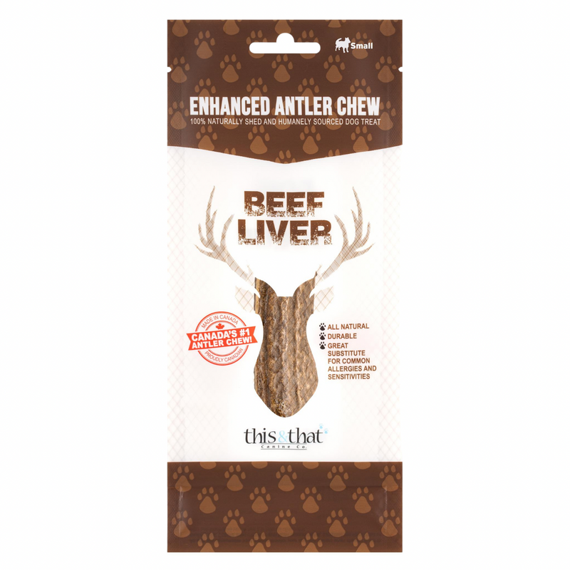 Natural Dog Chews - Enhanced Antler Chew - Beef Liver