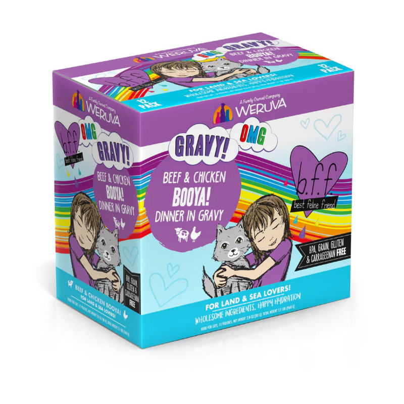 Wet Cat Food - BFF OMG - Booya! - Beef & Chicken Dinner in Gravy - 2.8 oz pouch