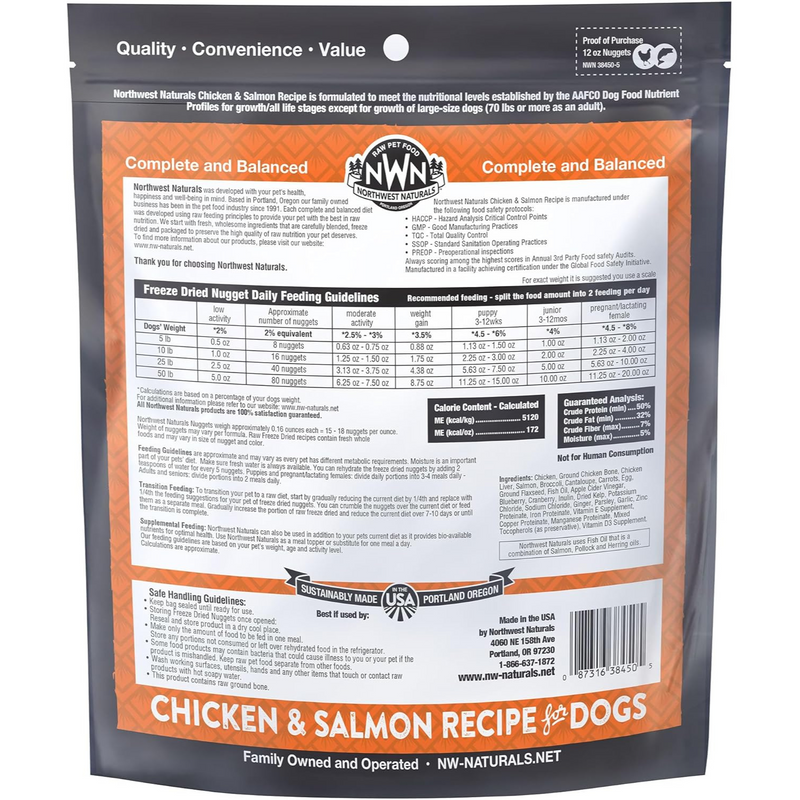 Freeze Dried Dog Food - Nuggets - Chicken & Salmon Recipe