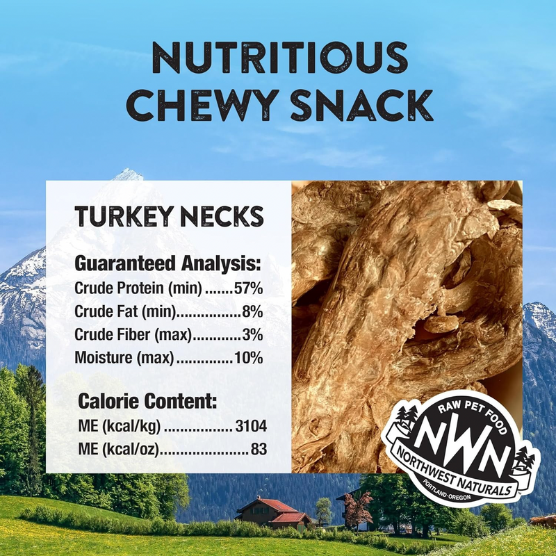 Freeze Dried Treat for Dogs & Cats - RAW REWARDS - Whole Turkey Necks - 8 oz