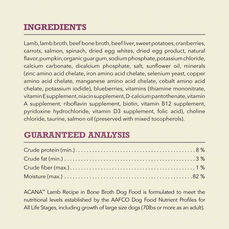 Canned Dog Food - Chunks - Lamb Recipe in Bone Broth - 363 g