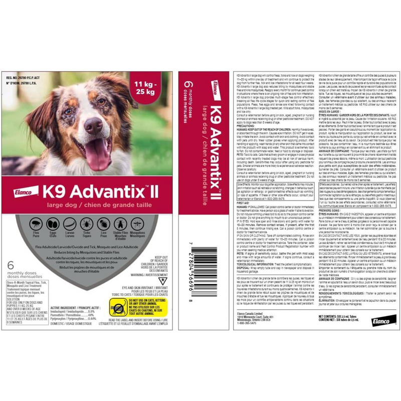 K9 Advantix II, pour chiens 11-25 kg, 4 dose