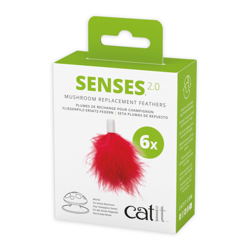 360° Interactive, Motion-activated Feather Cat Toy, Senses 2.0 Mushroom - J & J Pet Club - Catit