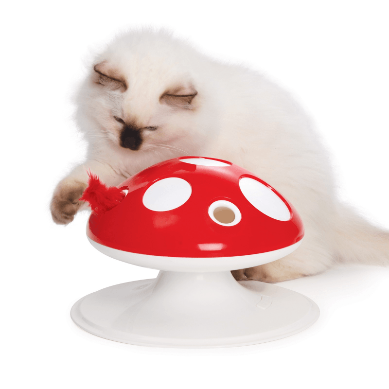360° Interactive, Motion-activated Feather Cat Toy, Senses 2.0 Playground - Mushroom - J & J Pet Club - Catit