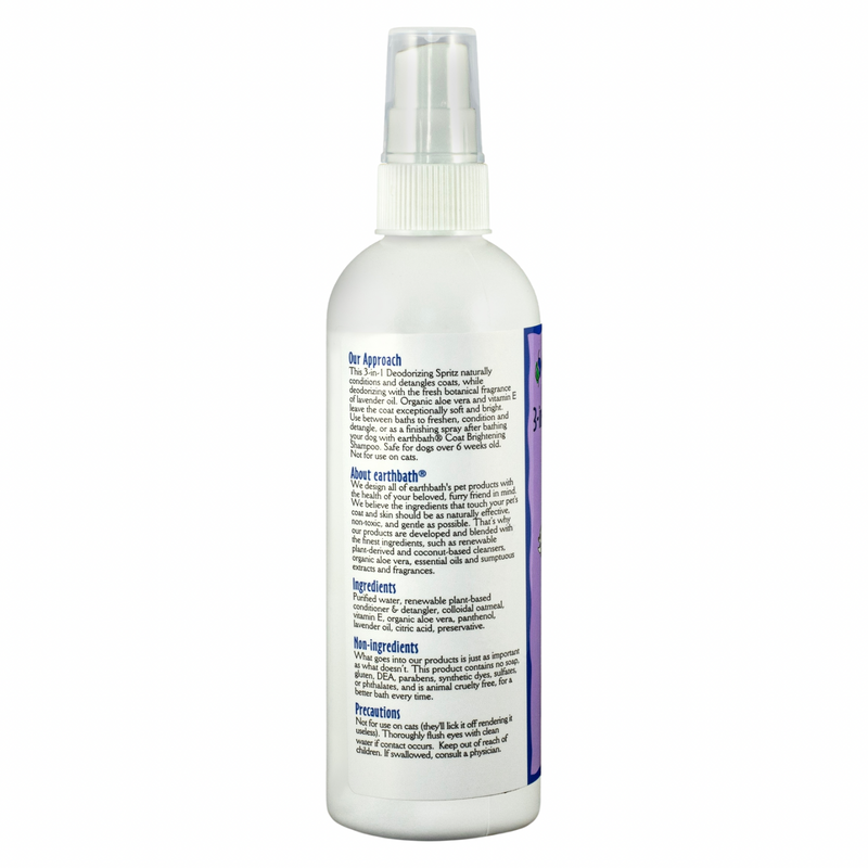 Dog Grooming Spray, 3-in-1 Deodorizing Spritz (Lavender), 8 fl oz