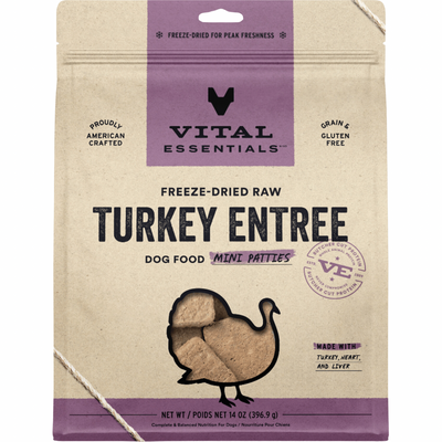 Freeze Dried Dog Food - Turkey Entree - Mini Patties - 14 oz