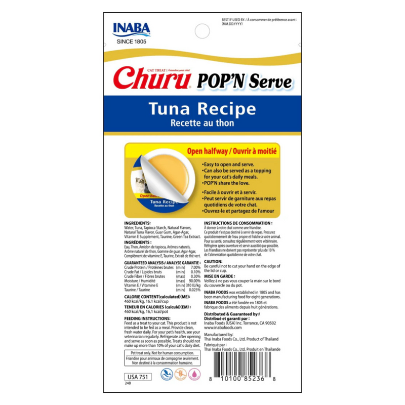 Likable Cat Treat - CHURU POP'N SERVE - Tuna Recipe - 1.2 oz cup, 2 ct