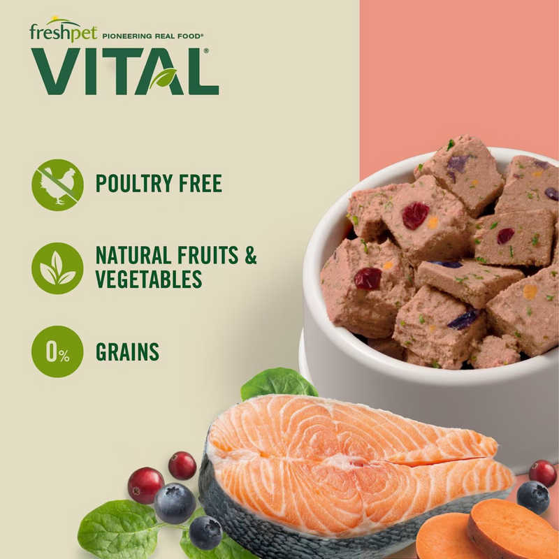 Cooked Dog Food - VITAL - Grain Free Ocean Whitefish & Salmon Recipe - 2 lb roll