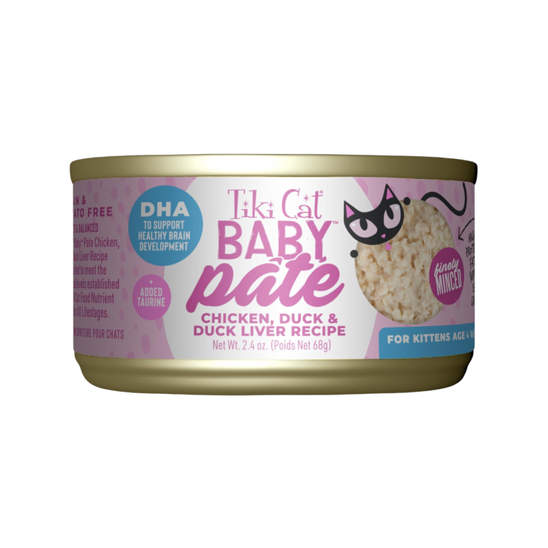 Canned Cat Food - BABY Pâté - Chicken, Duck & Chicken Liver Recipe For Kittens - 2.4 oz