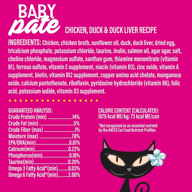 Canned Cat Food - BABY Pâté - Chicken, Duck & Chicken Liver Recipe For Kittens - 2.4 oz