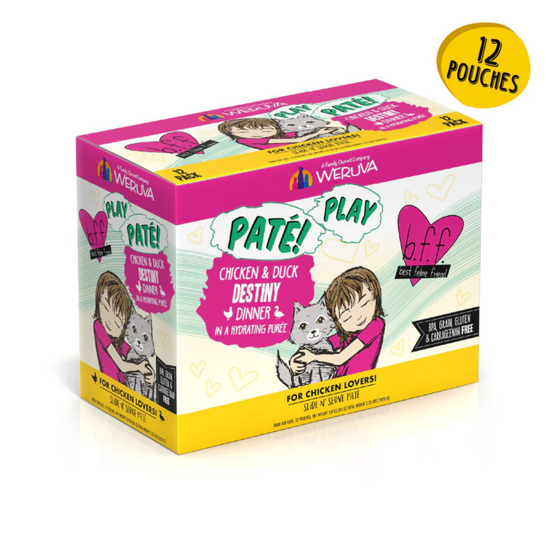 Wet Cat Food - BFF PLAY SNS Paté - Destiny - Chicken & Duck Dinner in a Hydrating Purée - 3 oz pouch